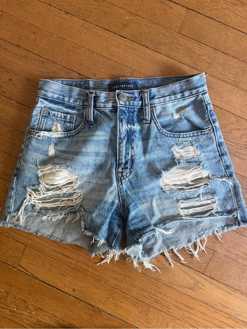 Aeropostale 90s High Rise Cutoff Distressed Denim Shorts